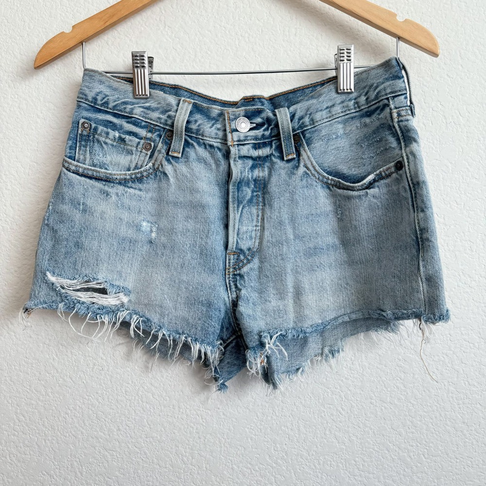 Levi's Premium 501 High Rise Waveline Denim Shorts GUC 26‎